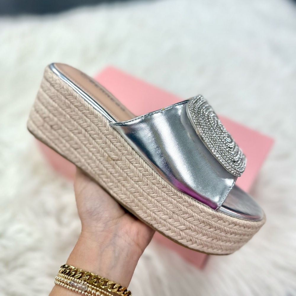 Silver Platform Rhinestone Sandal - Picture 3 of 5
